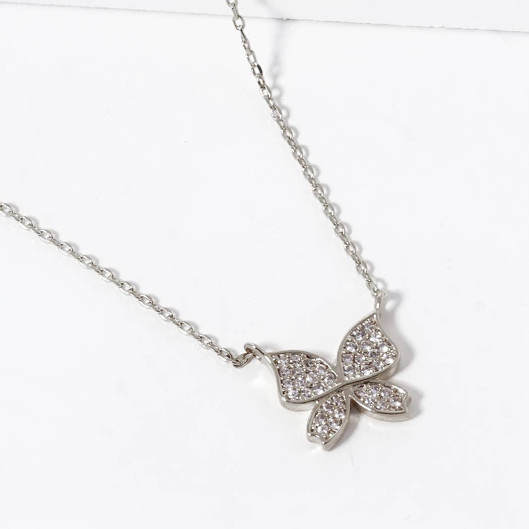 Gold Dipped Butterfly CZ Necklace