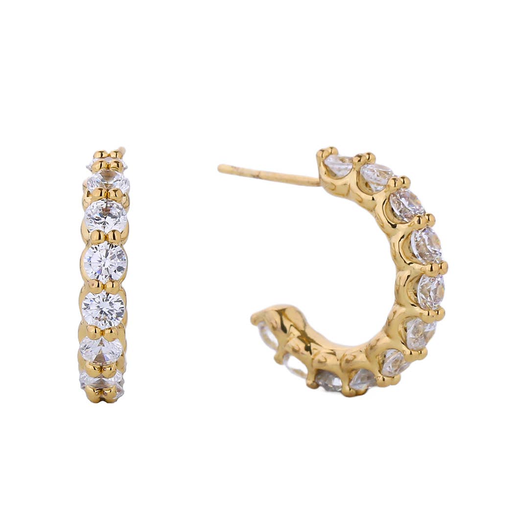 14K Gold-Dipped CZ Post Earring