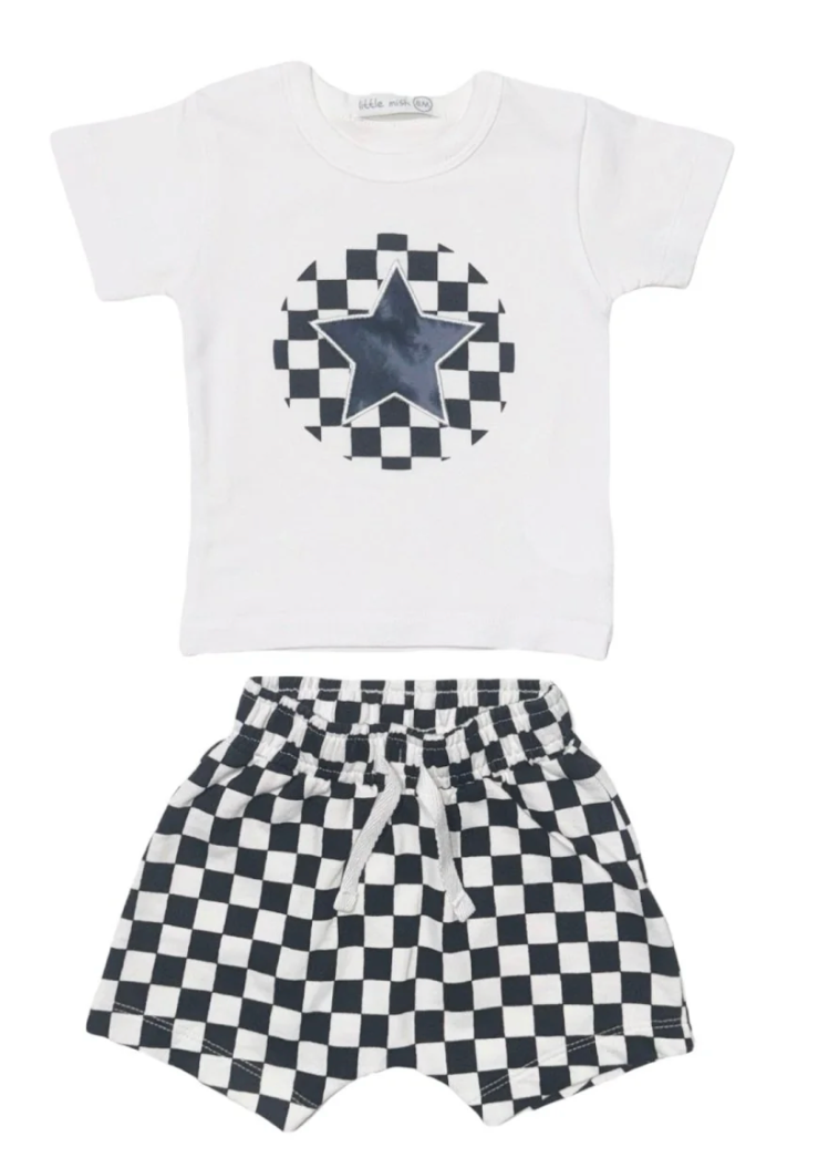 Star & Checkers Tee and Shorts Set