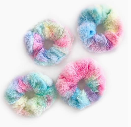 Tie-Dye Furry Scrunchies