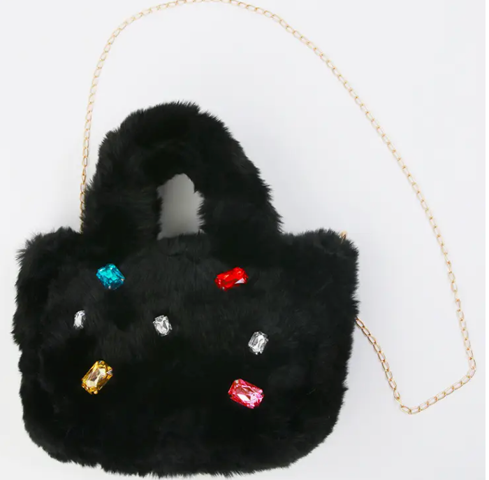 Faux Fur Jewel Purse