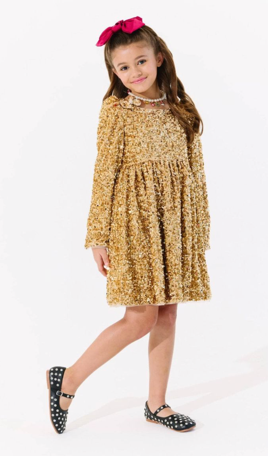 Lola Golden Party Shimmer Dress