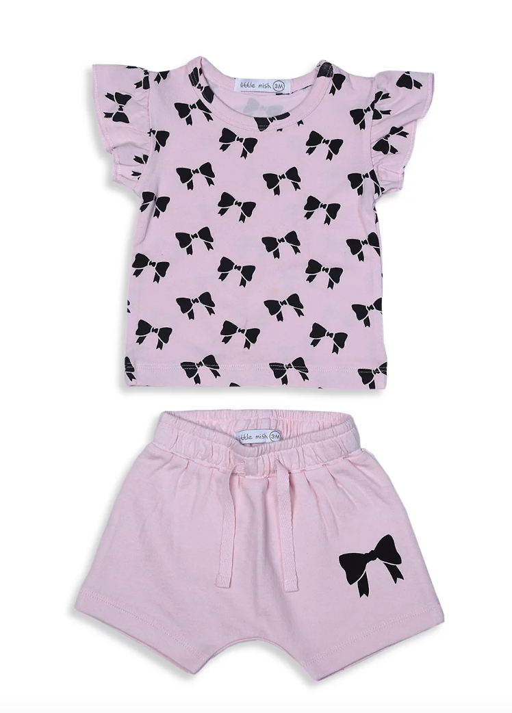 Bow Flutter Tee & Short Set