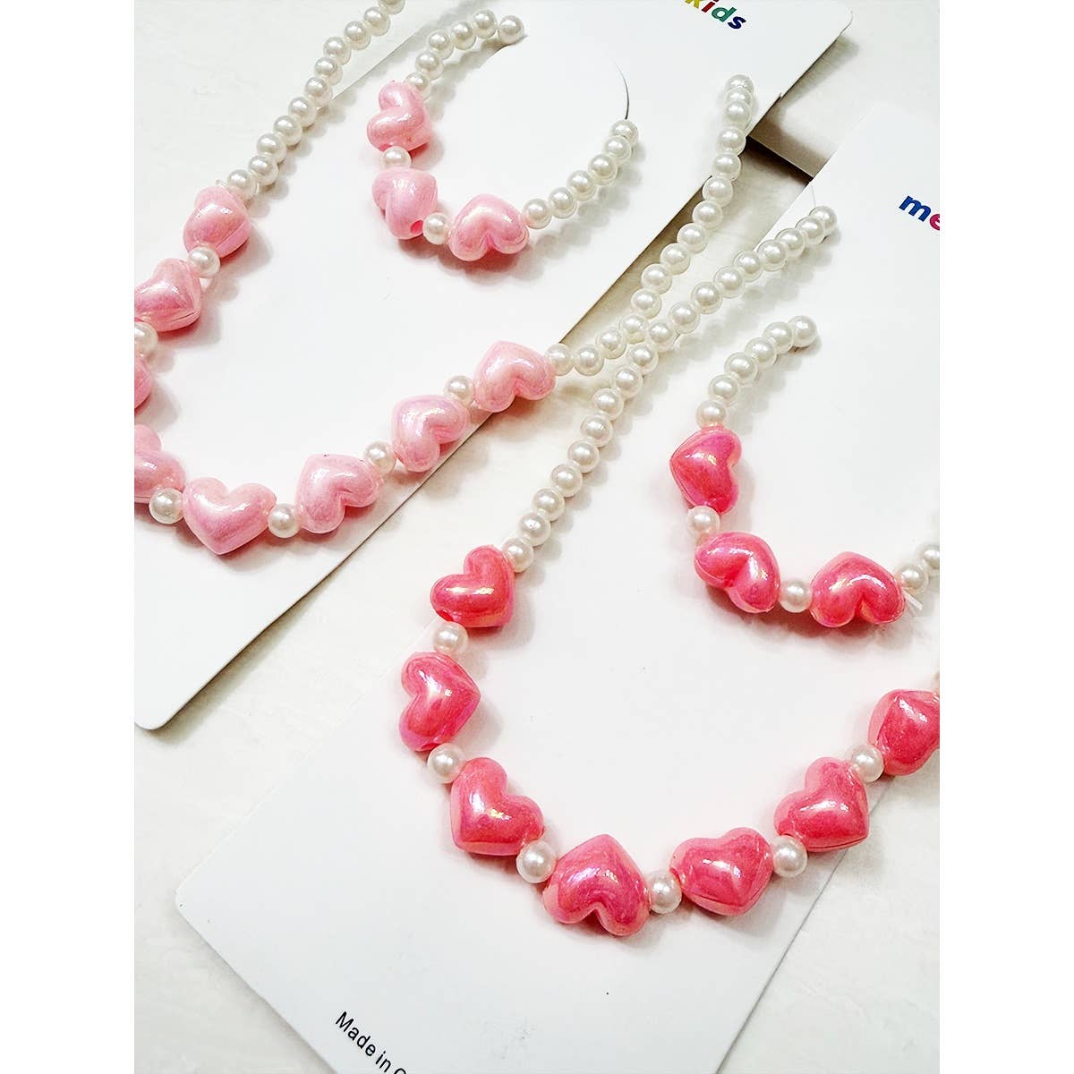 Kids Sweet Heart Charm Necklace and Bracelet Set