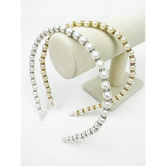 White and Ivory Shiny Pearl Headband