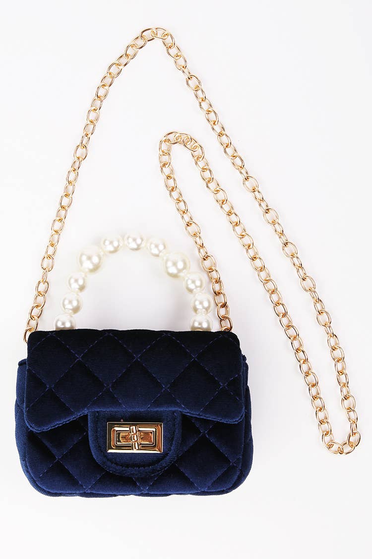 Velvet Purse with Pearl Handle