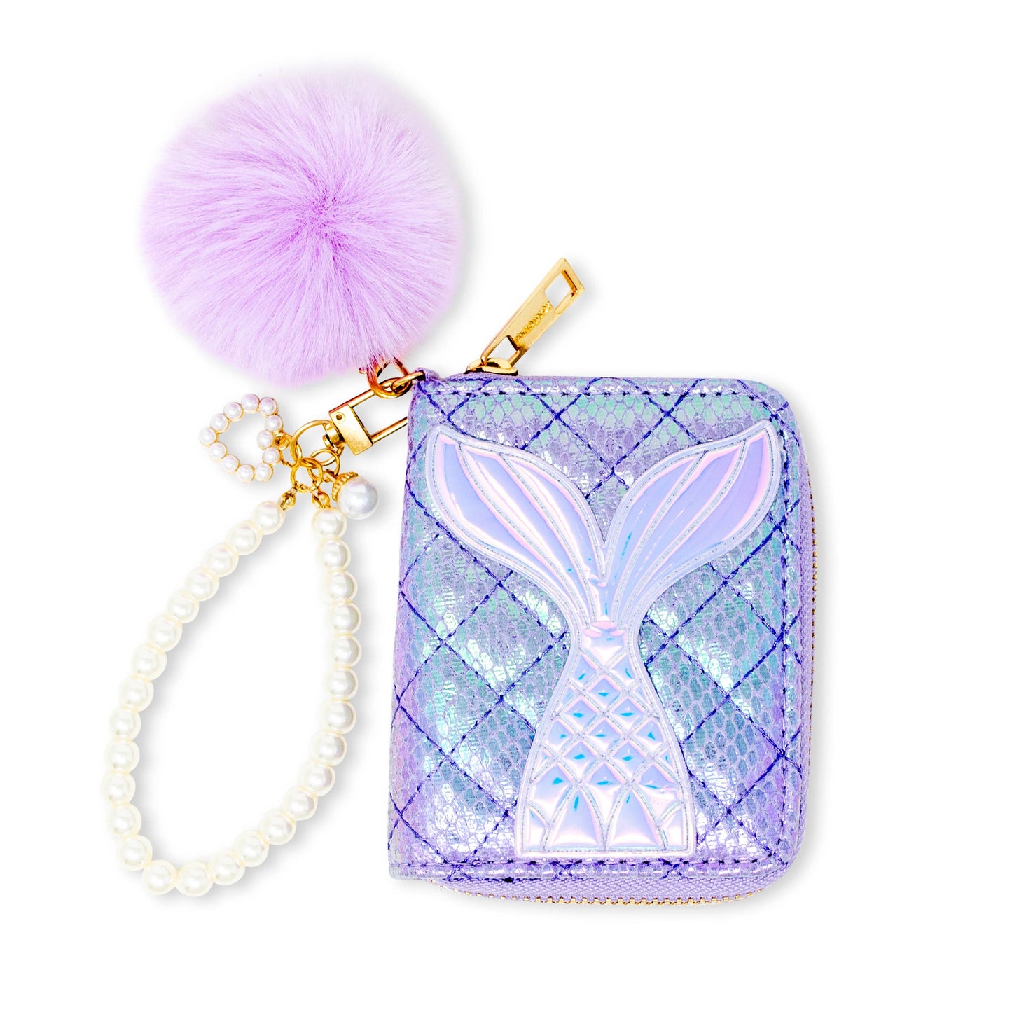 Mermaid Pearl Strap Wallet with Pom-Pom