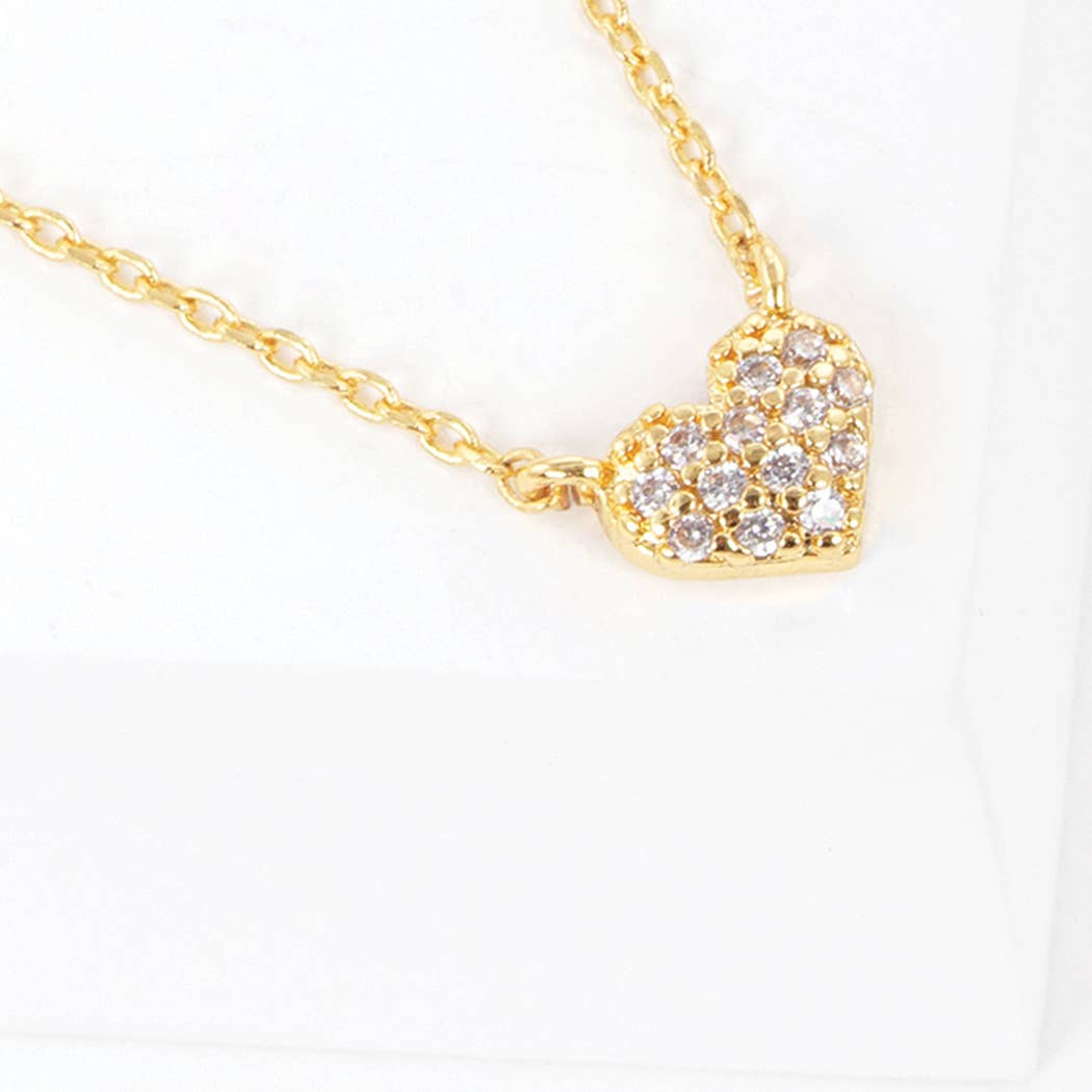 Gold-Dipped CZ Heart Necklace