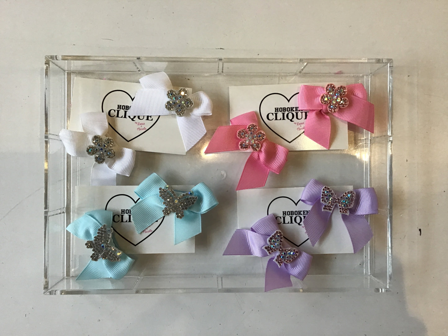 Clique crystal matching hair bows