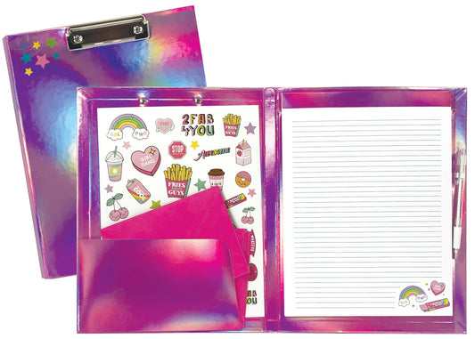 PINK HOLOGRAPHIC CLIPBOARD SET