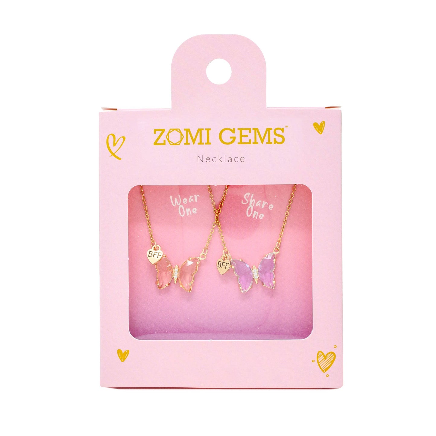 Girls Best Friends BFF Crystal Butterfly Necklace Set