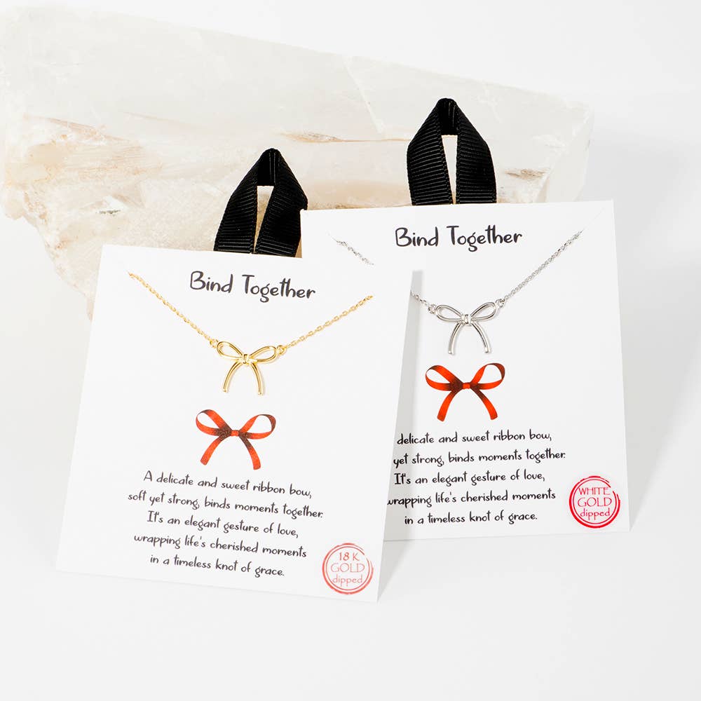 Gold Dipped Girls Bow Charm Necklaces