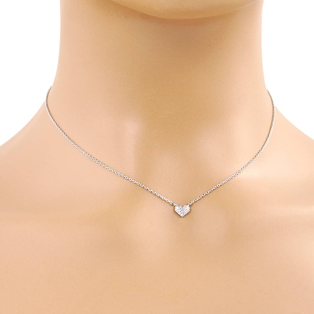 Gold-Dipped CZ Heart Necklace