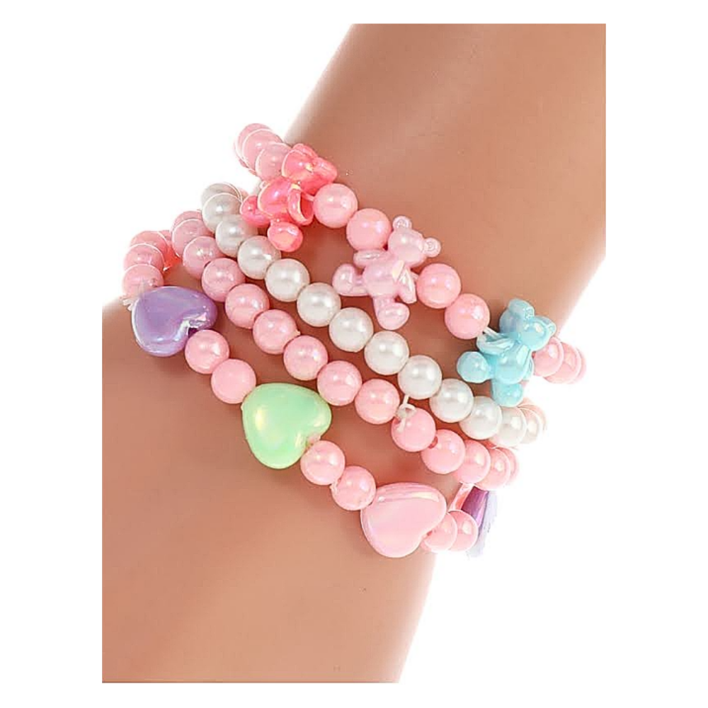 Heart Bead Stretch Bracelet Set