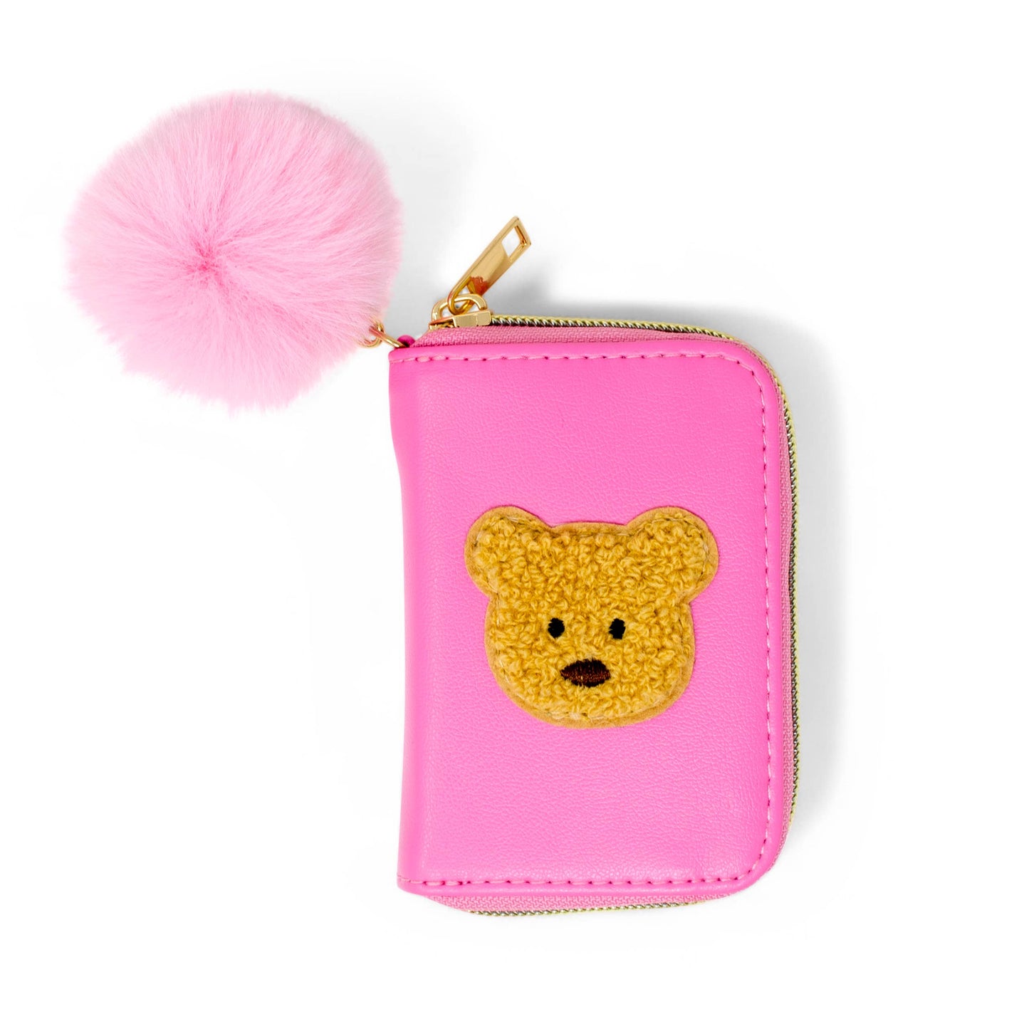 Teddy Pom Pom Zip Wallet