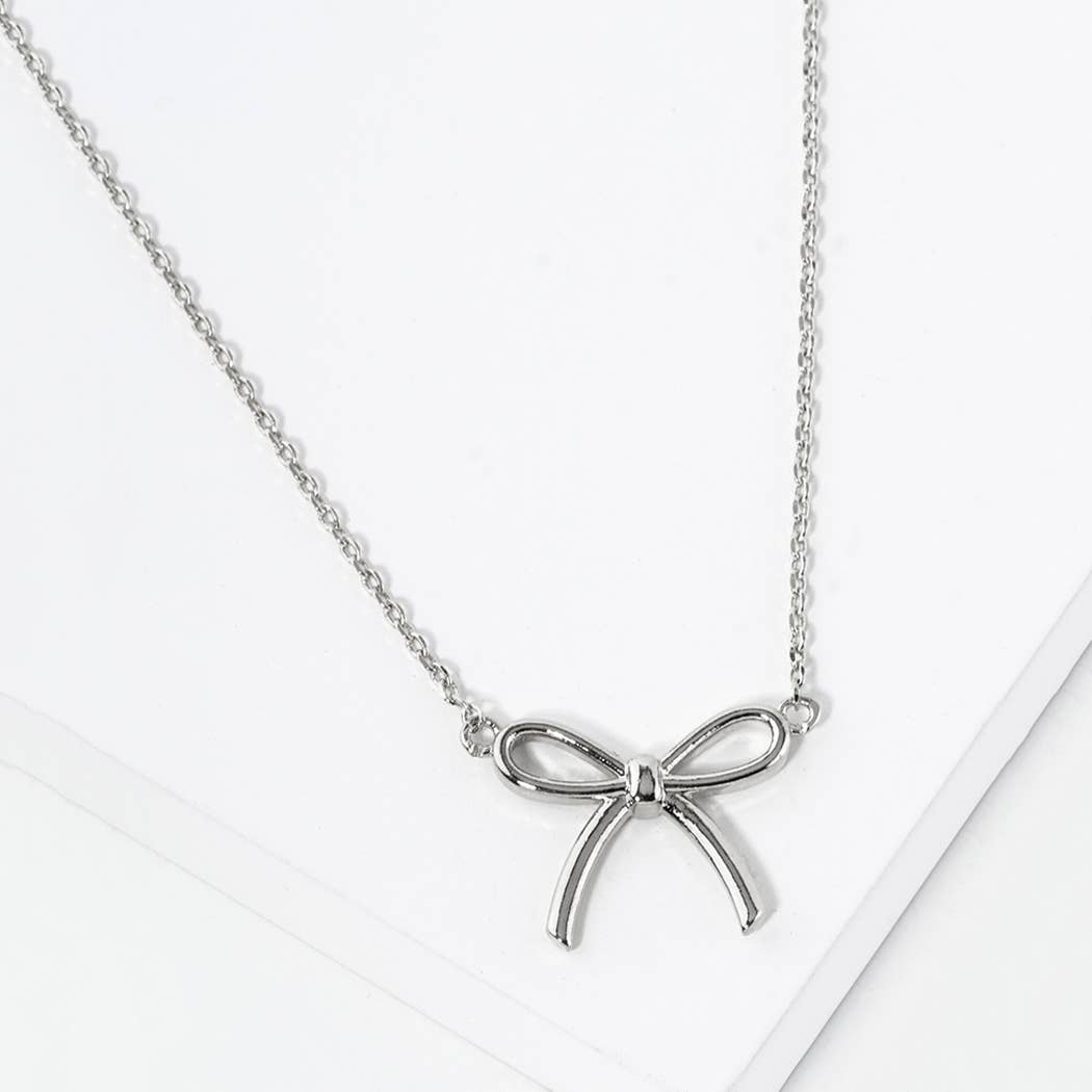 Gold Dipped Girls Bow Charm Necklaces