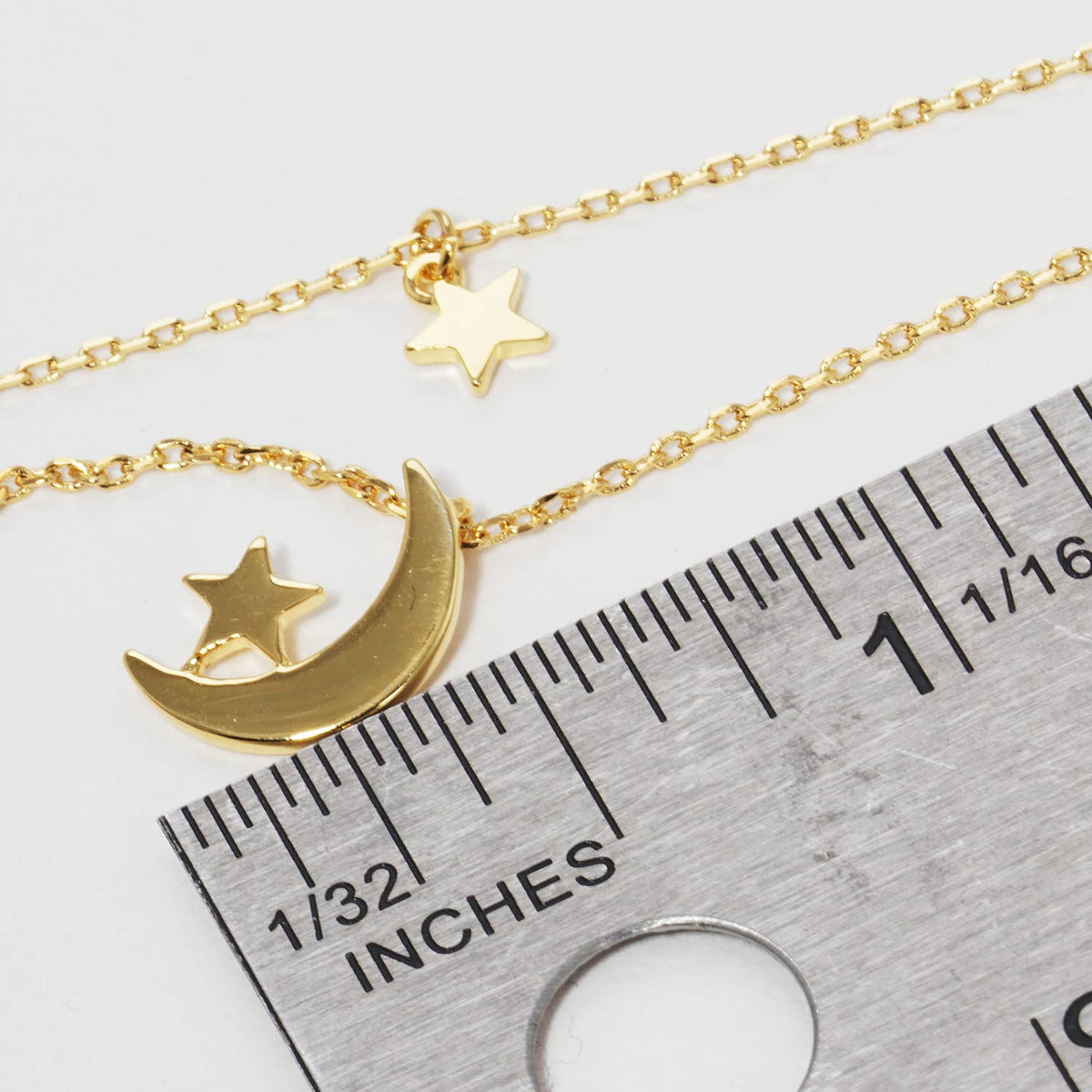 Gold Dipped Moon and Star Layered Necklace