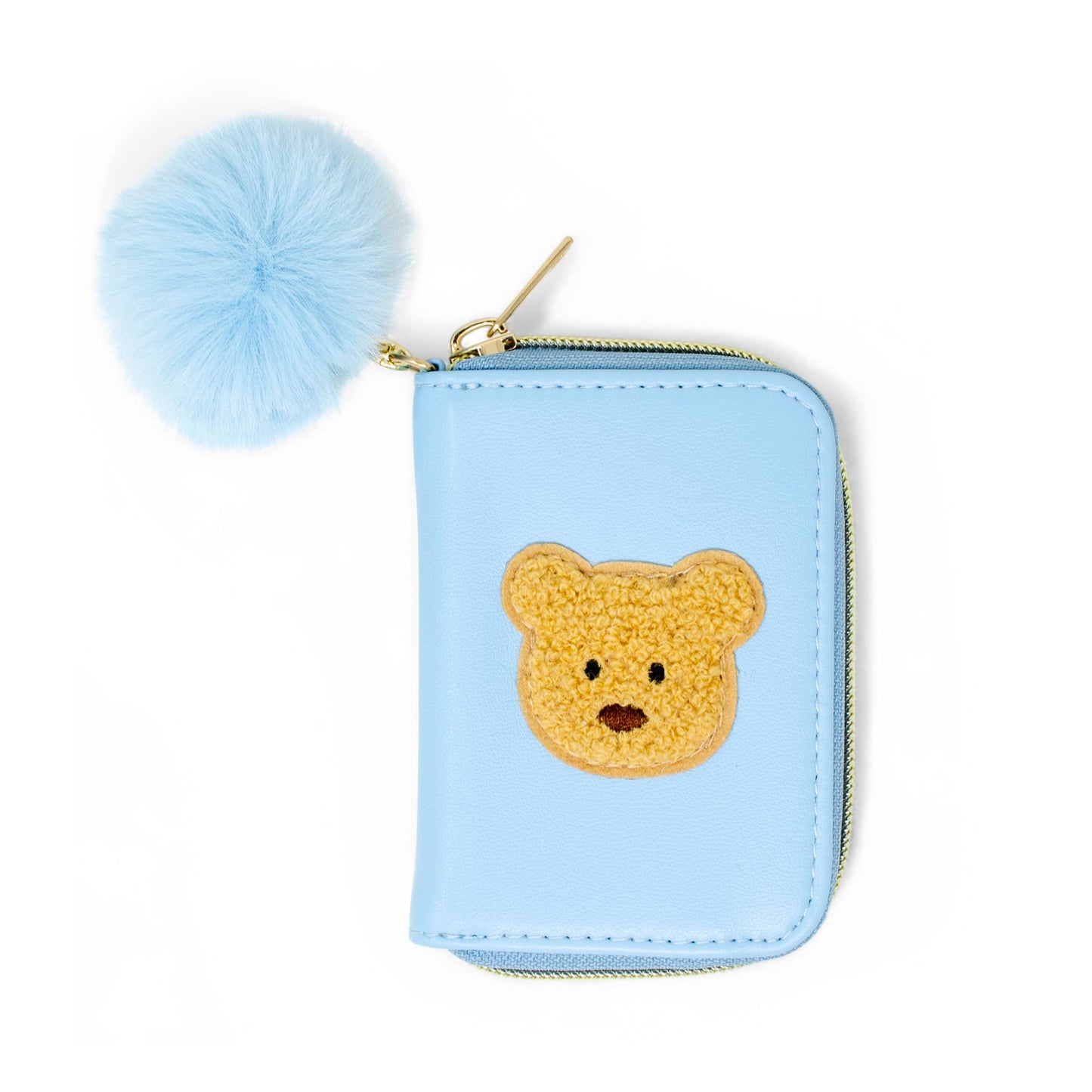 Teddy Pom Pom Zip Wallet