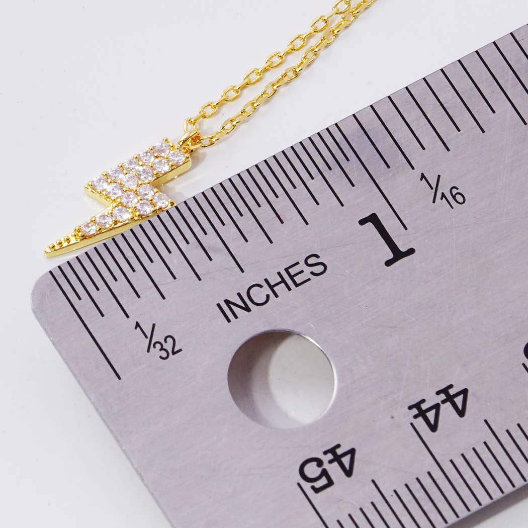 CZ Gold-Dipped Light Bolt Necklace