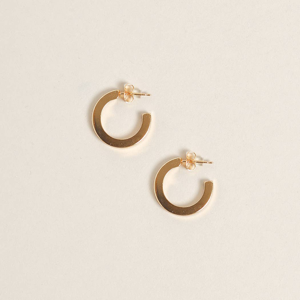 14K Gold Dipped Post Hoop Earrings