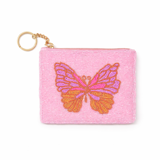 Beaded Zip Pouch Wallet