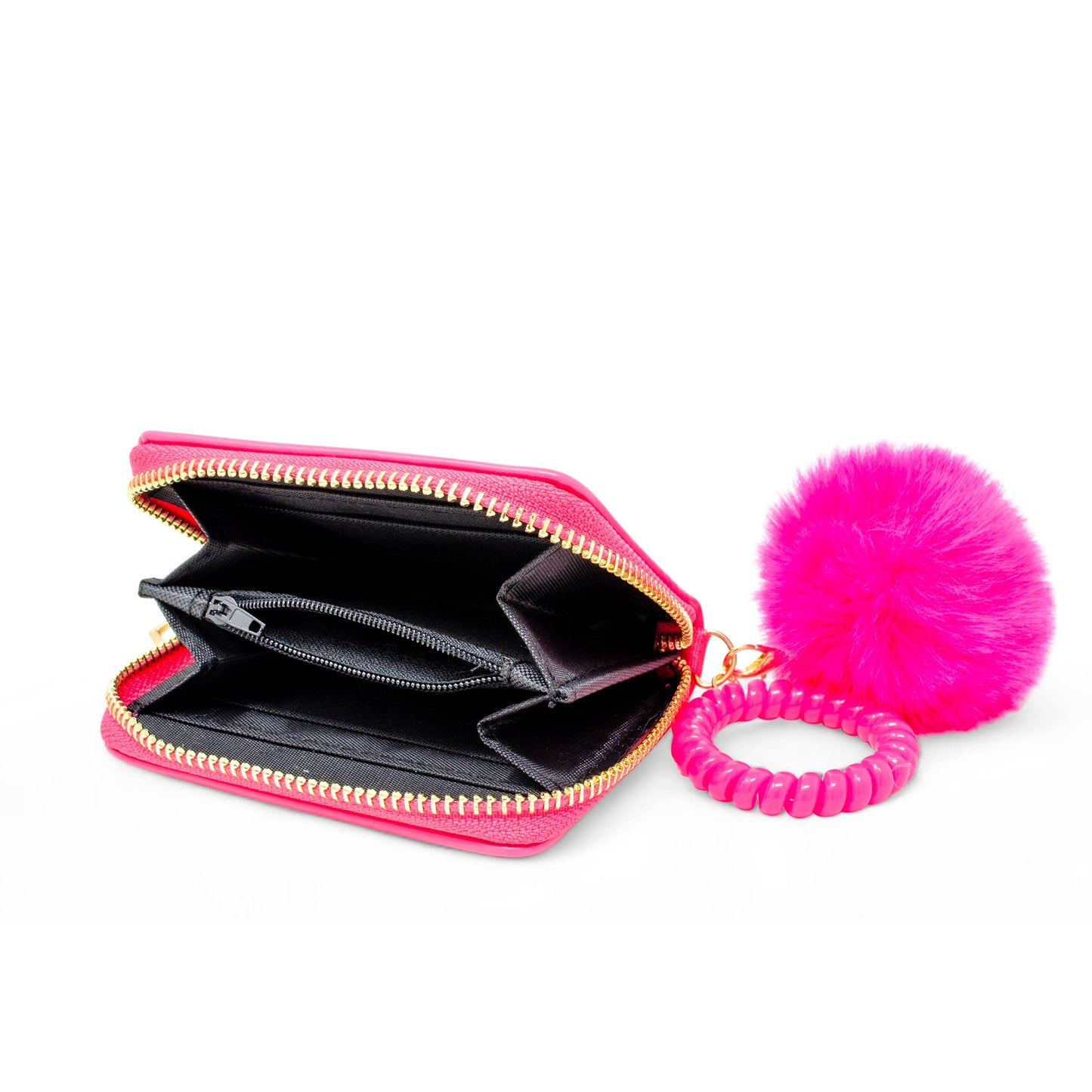 3D Bow Pom Pom Zip Wallet