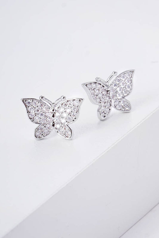 Gold Dipped CZ Butterfly Post Earrings