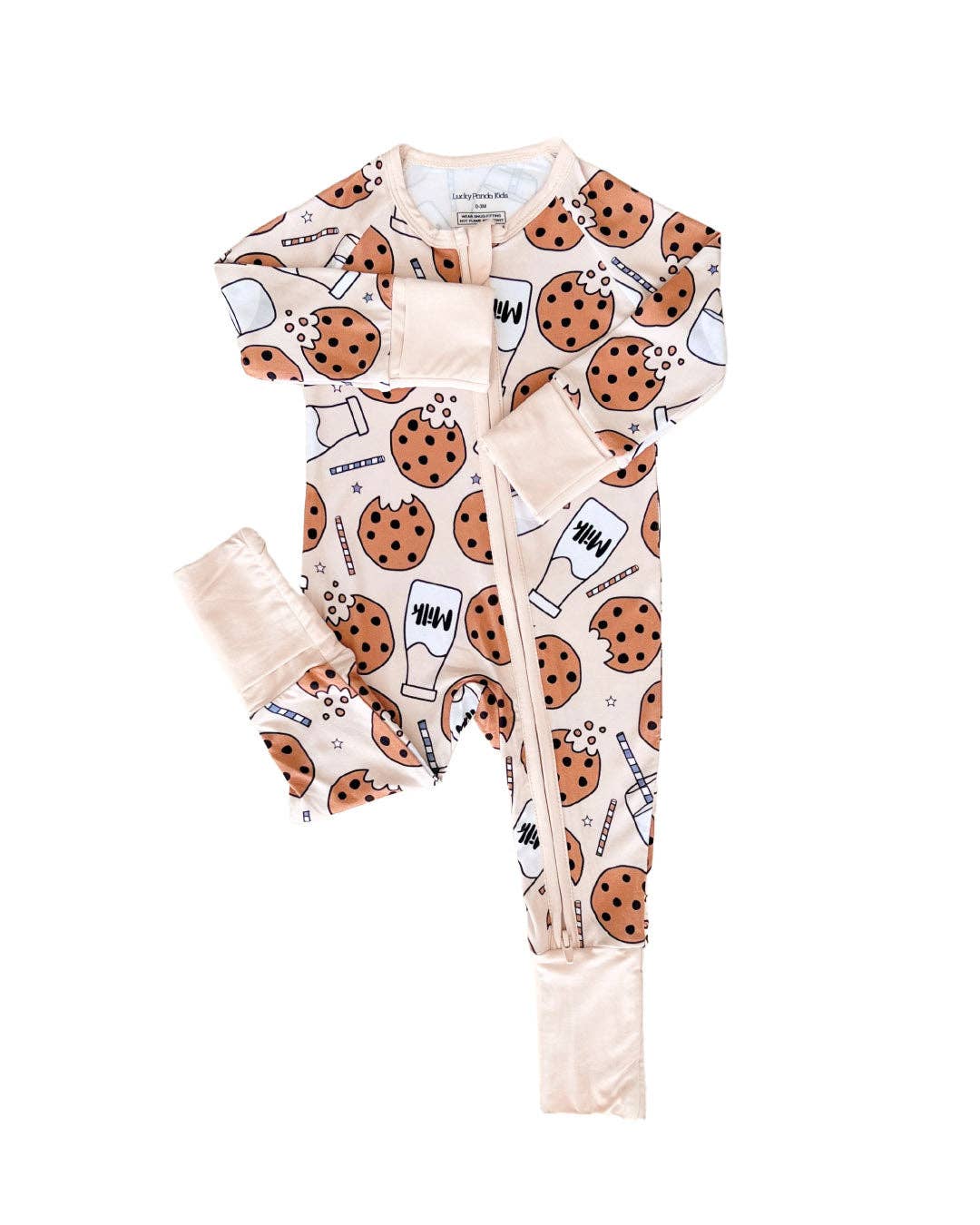 Lucky Panda Kids Bamboo Baby Zip Romper | Milk & Cookies