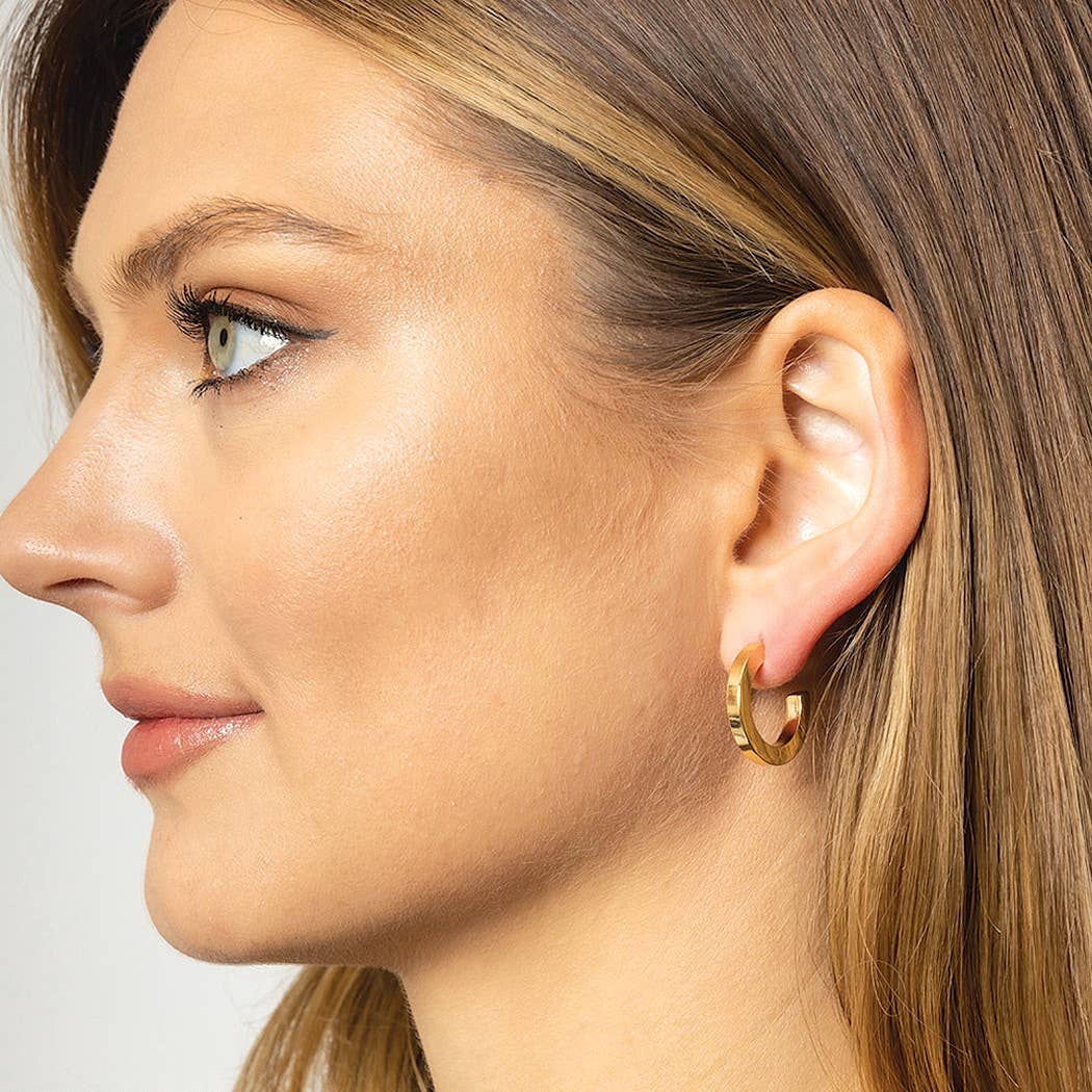 14K Gold Dipped Post Hoop Earrings