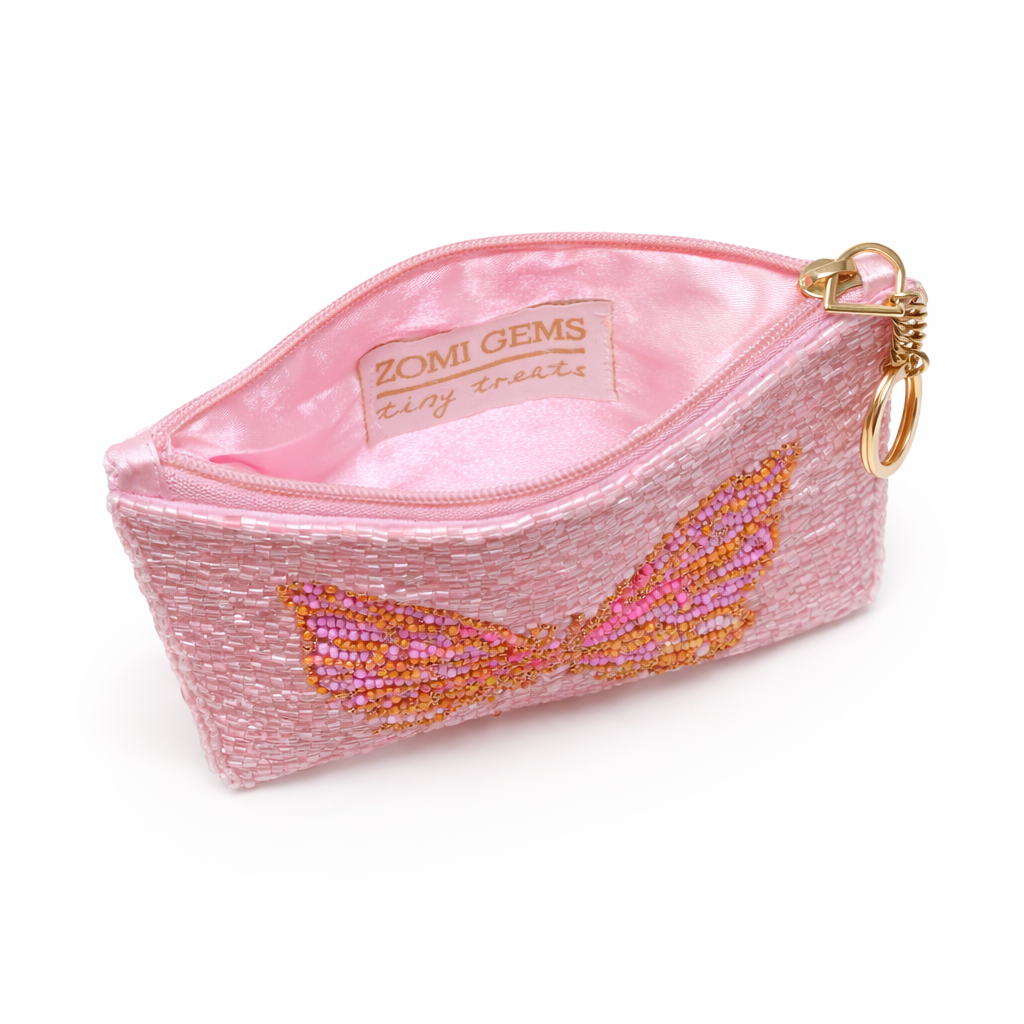 Beaded Zip Pouch Wallet