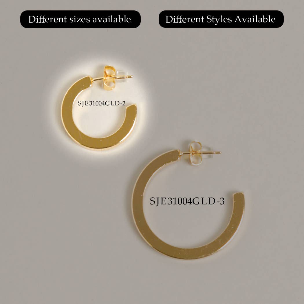 14K Gold Dipped Post Hoop Earrings