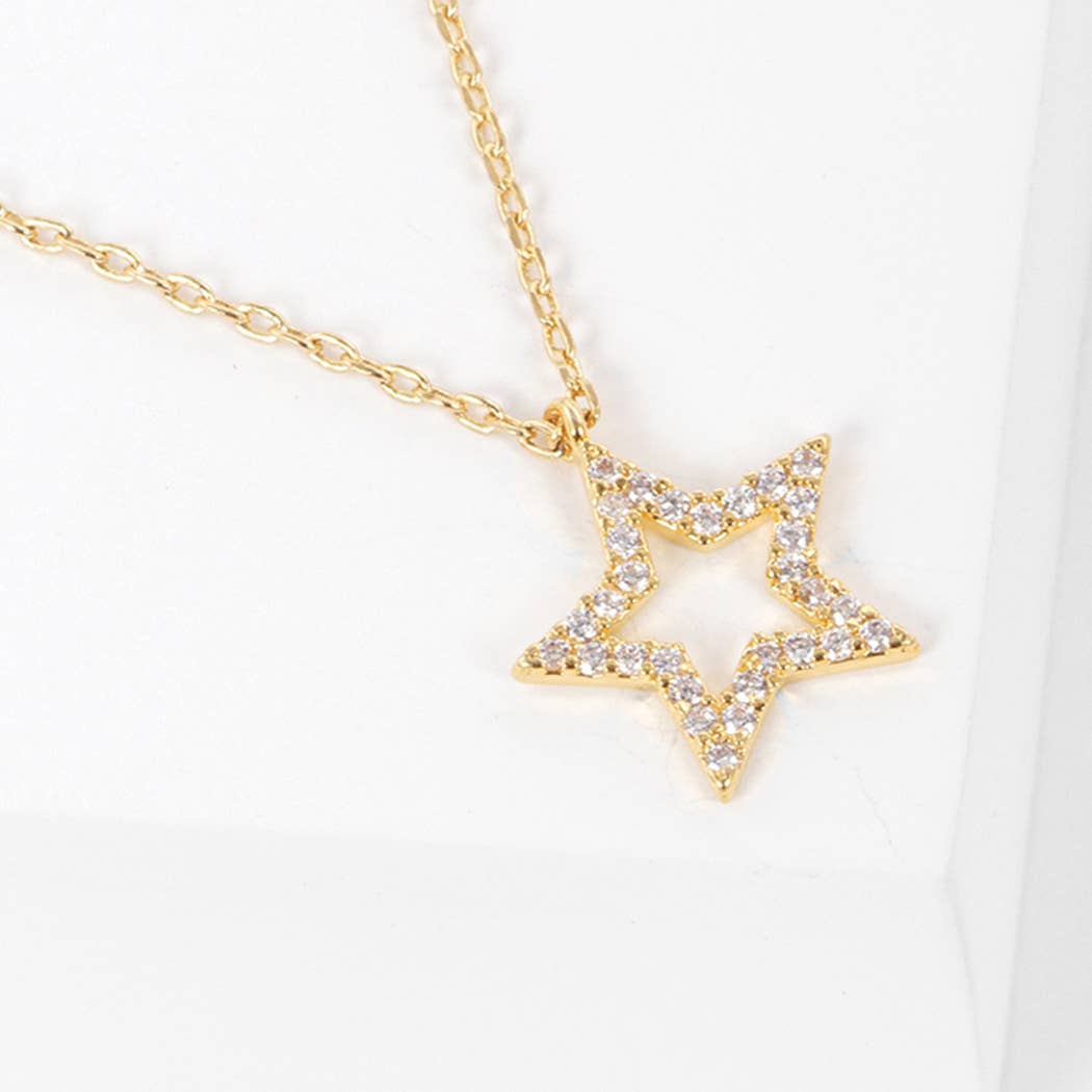 CZ Gold-Dipped Star Necklace