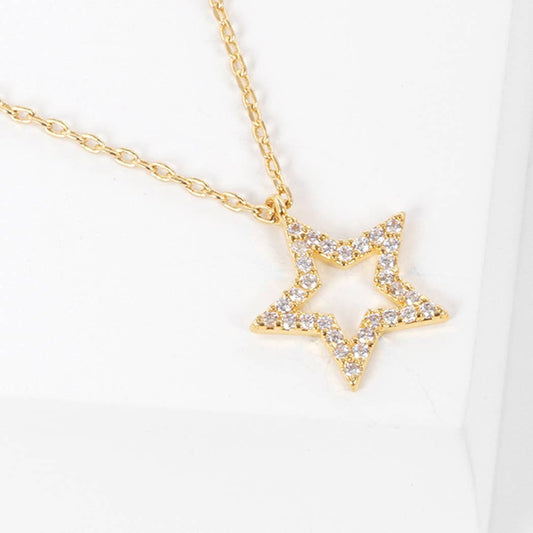 CZ Gold-Dipped Star Necklace
