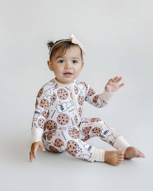 Lucky Panda Kids Bamboo Baby Zip Romper | Milk & Cookies