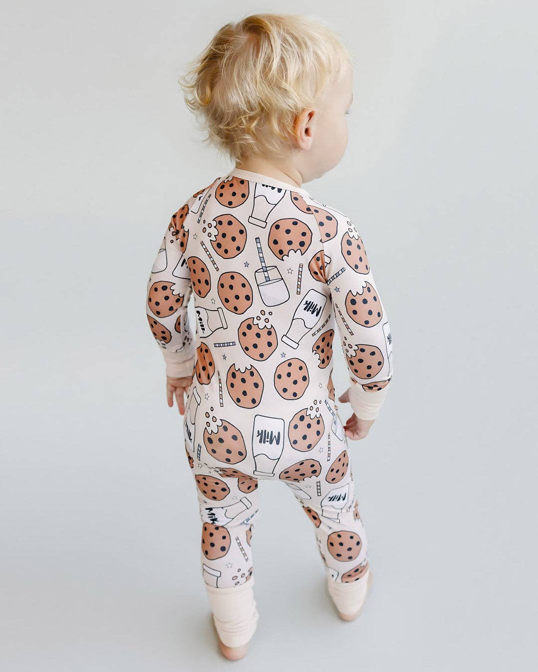 Lucky Panda Kids Bamboo Baby Zip Romper | Milk & Cookies