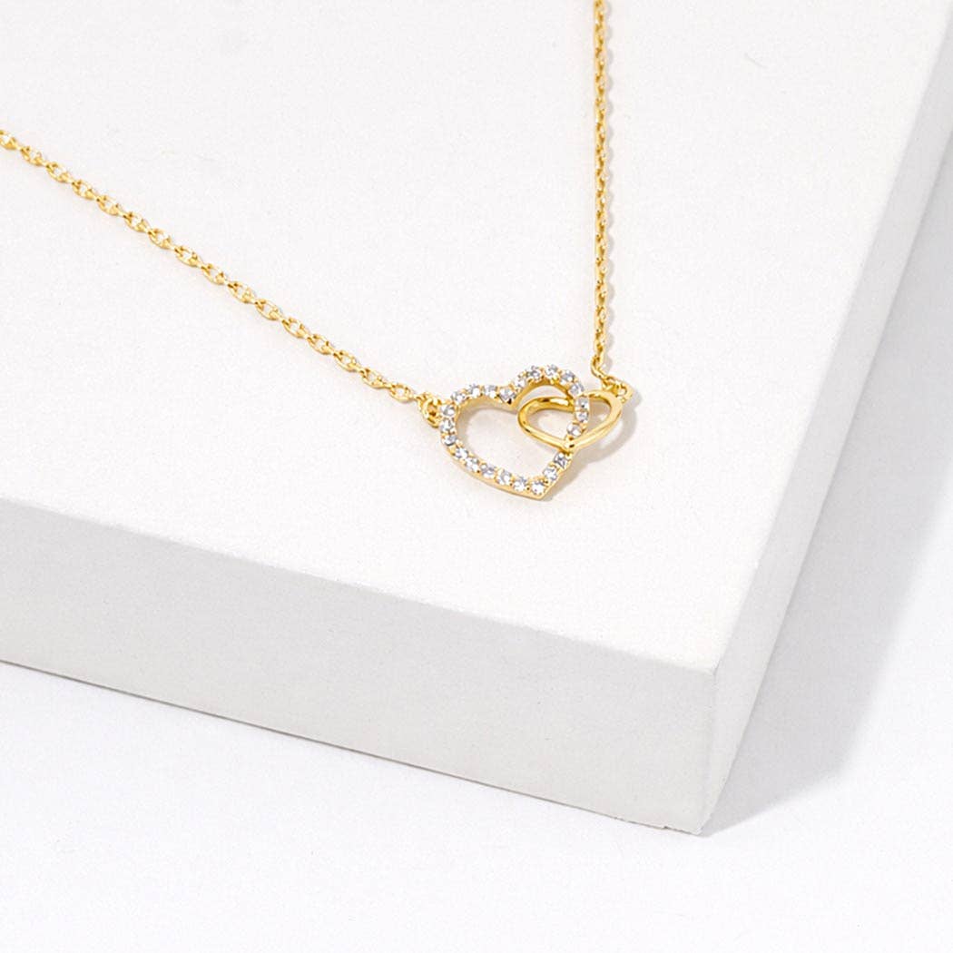 Gold-Dipped Double Heart Necklace