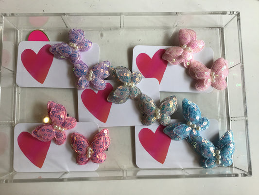 Sparkly Sequin Butterfly Hair Clip Set