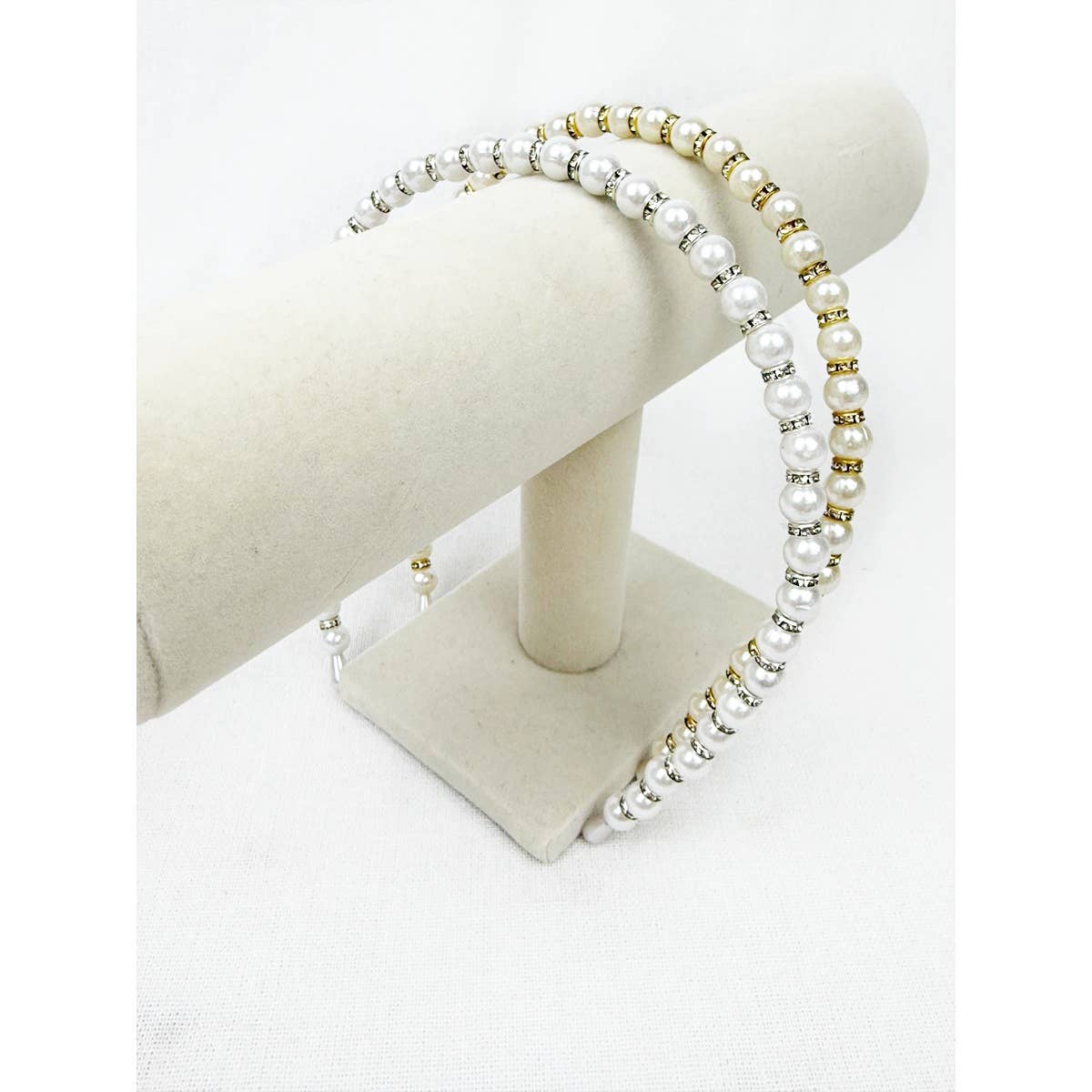 White and Ivory Shiny Pearl Headband