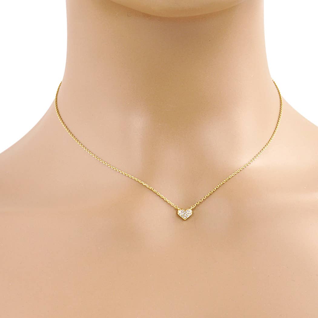 Gold-Dipped CZ Heart Necklace