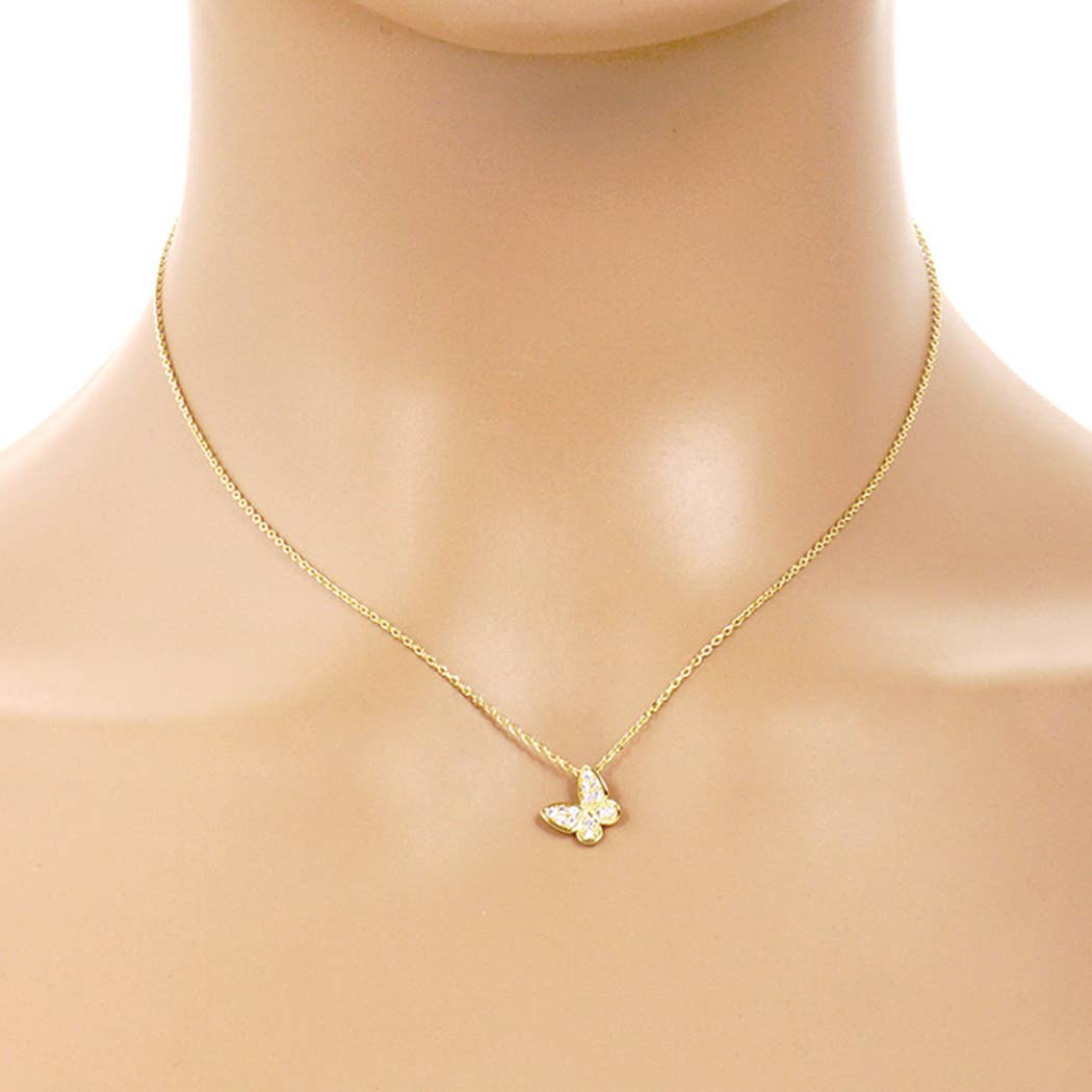 CZ Gold-Dipped Butterfly Necklace
