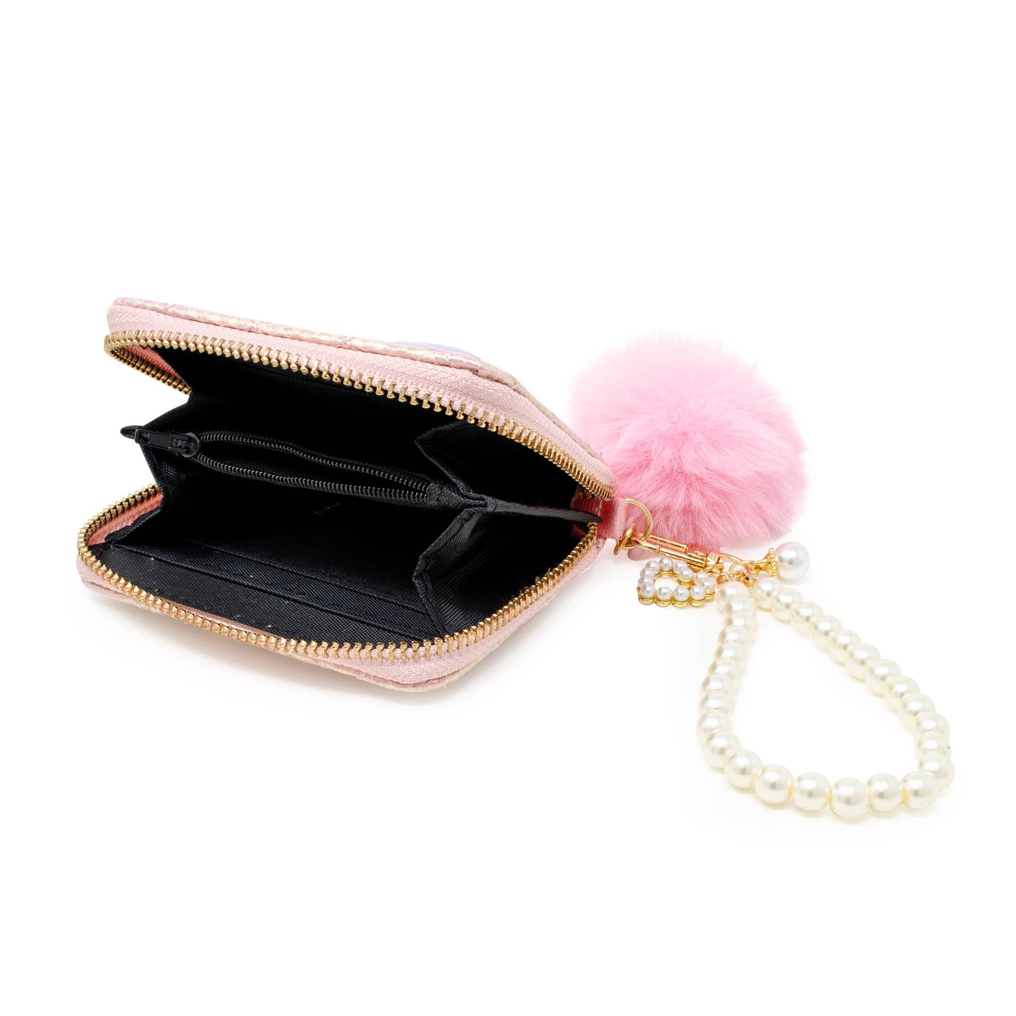Mermaid Pearl Strap Wallet with Pom-Pom