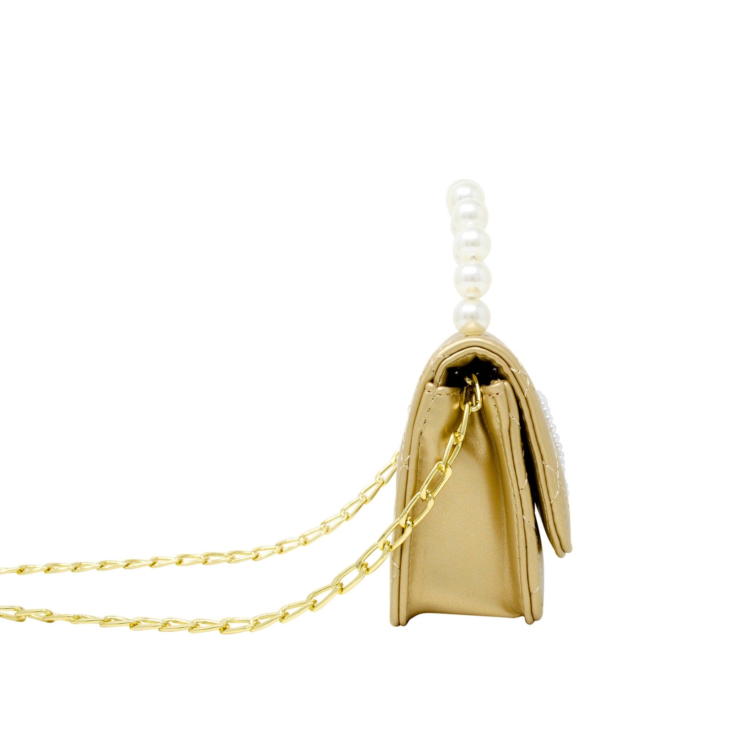 Quilted Pearl Handle Heart Bag