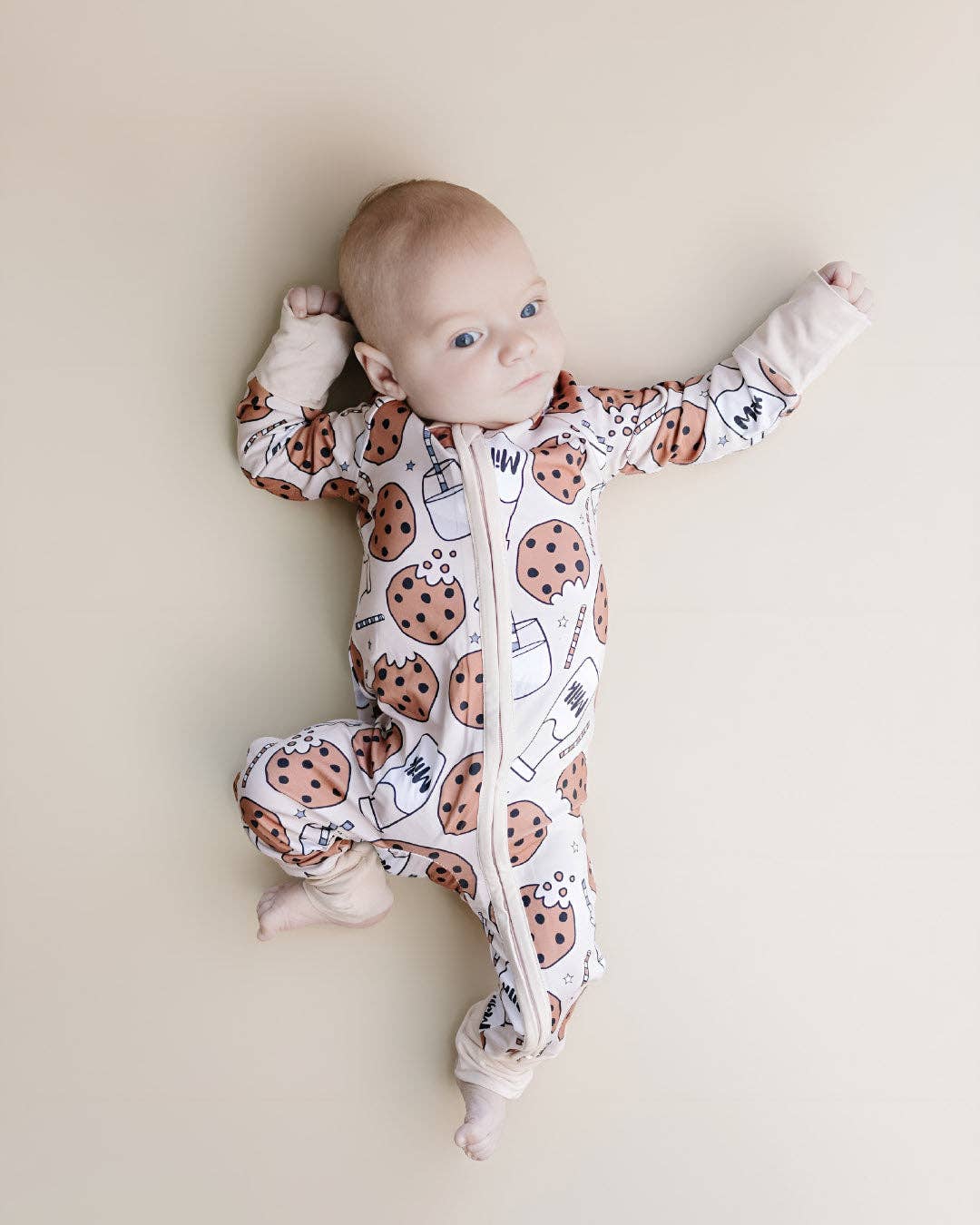 Lucky Panda Kids Bamboo Baby Zip Romper | Milk & Cookies