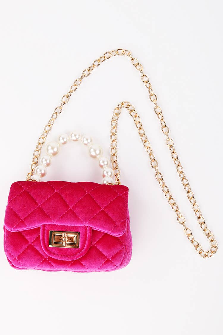 Velvet Purse with Pearl Handle