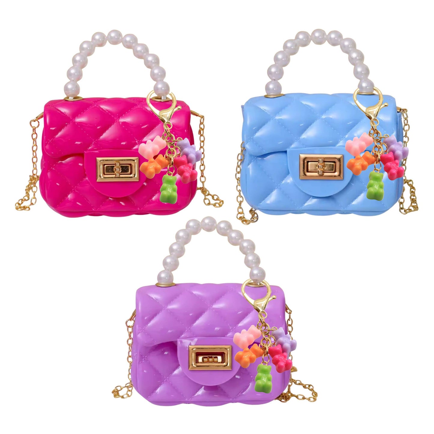 Gummy Bear Bag Charm Mini Jelly Purse Crossbody Gold Chain