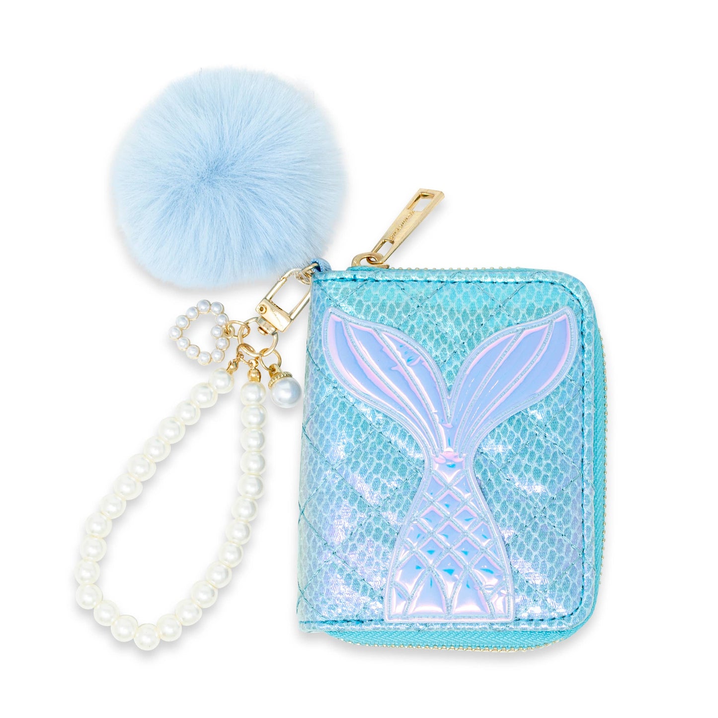 Mermaid Pearl Strap Wallet with Pom-Pom