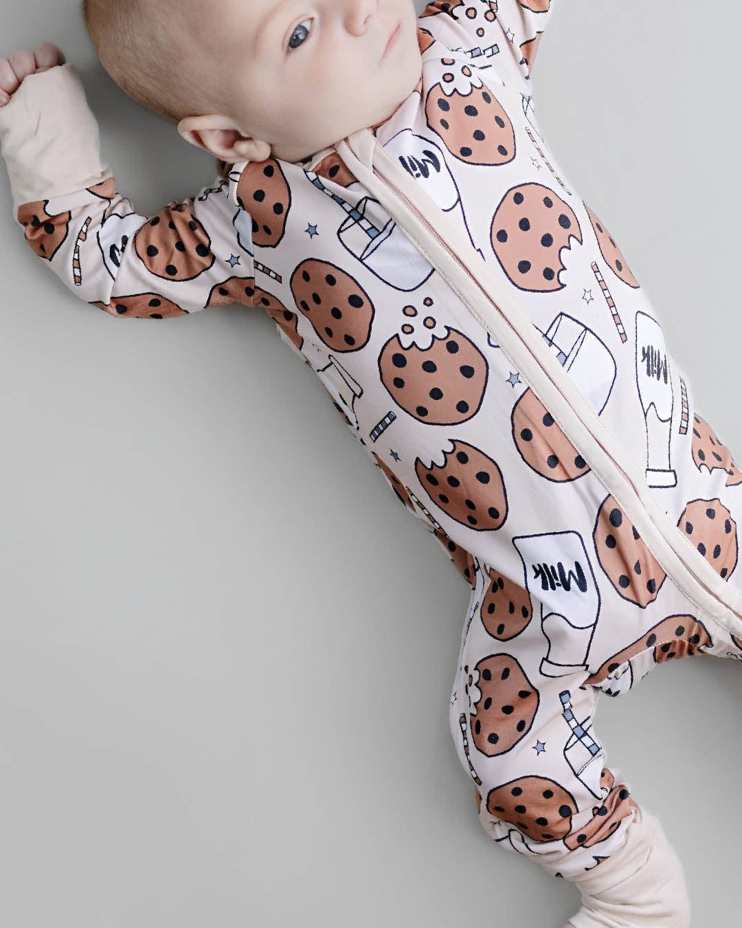 Lucky Panda Kids Bamboo Baby Zip Romper | Milk & Cookies