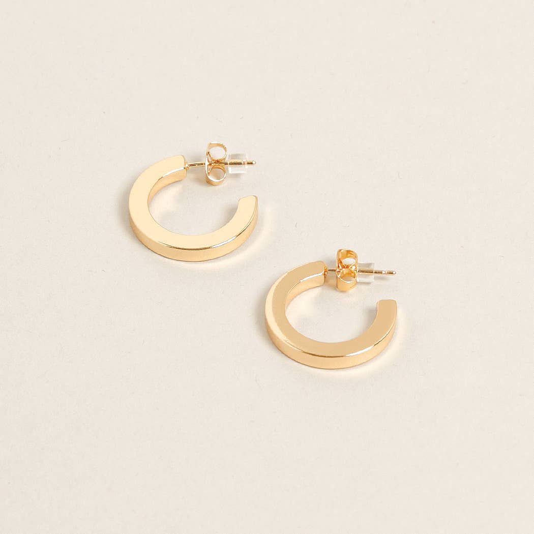 14K Gold Dipped Post Hoop Earrings