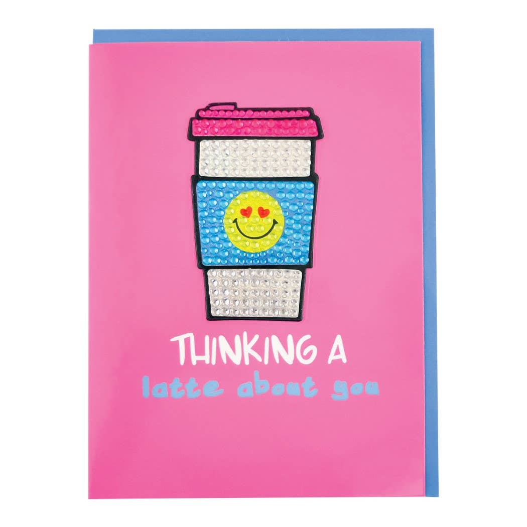 Thinking A Latte About You Rhinestone Decal Card