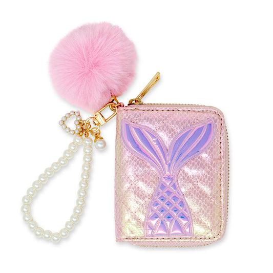 Mermaid Pearl Strap Wallet with Pom-Pom